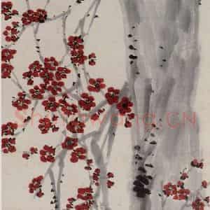 齐白石《红梅喜鹊图》国画花鸟作品图片鉴赏