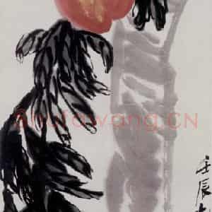 齐白石《桃》国画花鸟作品图片鉴赏