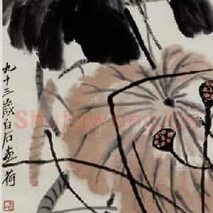 齐白石《荷花鸳鸯》国画花鸟作品图片鉴赏