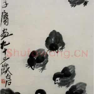 齐白石《九雏图》国画花鸟作品图片鉴赏