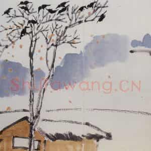 齐白石《鸦归残照晚》国画花鸟作品图片鉴赏