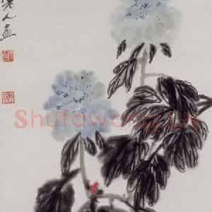 齐白石《牡丹蜜蜂》国画花鸟作品图片鉴赏