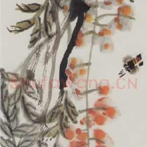 齐白石《紫藤蜜蜂》国画花鸟作品图片鉴赏