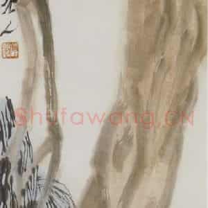 齐白石《八哥老松》国画花鸟作品图片鉴赏