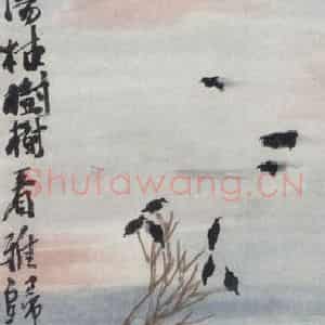 齐白石《枯树归鸦》国画花鸟作品图片鉴赏