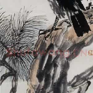 1949年 齐白石《松鹰图》国画花鸟作品图片鉴赏