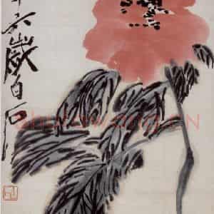 齐白石《牡丹》国画花鸟作品图片鉴赏