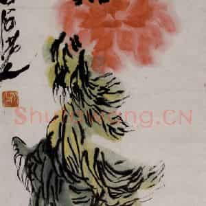 齐白石《牡丹》国画花鸟作品图片鉴赏