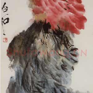 齐白石《牡丹》国画花鸟作品图片鉴赏
