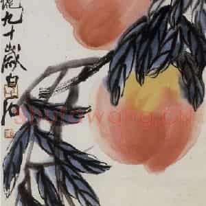 1950年 齐白石《双寿图》国画花鸟作品图片鉴赏