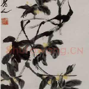 1949年 齐白石《桂花玉兔》国画花鸟作品图片鉴赏