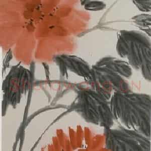 1950年 齐白石《牡丹》国画花鸟作品图片鉴赏