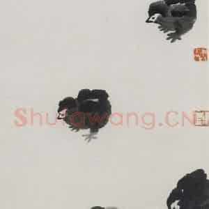 1949年 齐白石《雏鸡》国画花鸟作品图片鉴赏