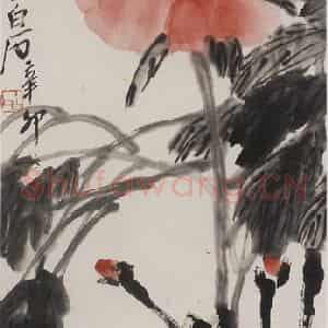 1951年 齐白石《牡丹》国画花鸟作品图片鉴赏