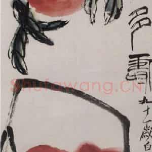 1951年 齐白石《多寿》国画花鸟作品图片鉴赏