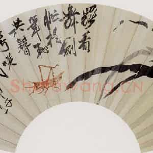 1951年 齐白石《兰花蚱蜢》国画花鸟作品图片鉴赏