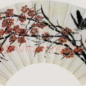 1951年 齐白石《梅蝶图》国画花鸟作品图片鉴赏