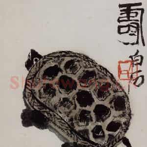 1951年 齐白石《长寿》国画花鸟作品图片鉴赏