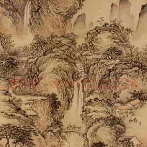 1947年 黄秋园《春山行旅》国画山水作品图片鉴赏