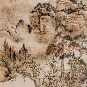 1948年 黄秋园《青松读书图》国画山水作品图片鉴赏