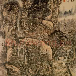 1976年 黄秋园《秋山幽居》国画山水作品图片鉴赏