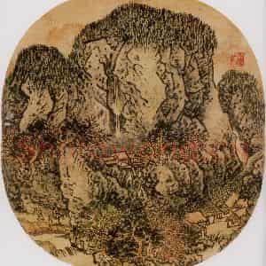 1976年 黄秋园《拟范宽山水图》国画山水作品图片鉴赏