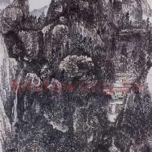 1977年 黄秋园《溪桥晚风》国画山水作品图片鉴赏