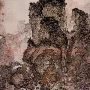 1977年 黄秋园《仿宋人画意图》国画山水作品图片鉴赏