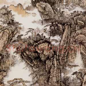 1955年 黄秋园《白云相共图》国画山水作品图片鉴赏