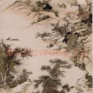 1959年 黄秋园《春水渡舟》国画山水作品图片鉴赏