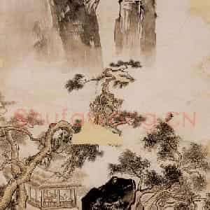1960年 黄秋园《仿马远山水》国画山水作品图片鉴赏