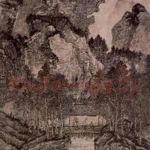 1978年 黄秋园《溪亭话旧图》国画山水作品图片鉴赏