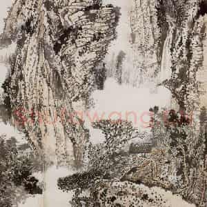 1967年 黄秋园《层岩深处》国画山水作品图片鉴赏