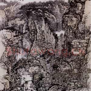 1970年 黄秋园《峡江村居》国画山水作品图片鉴赏