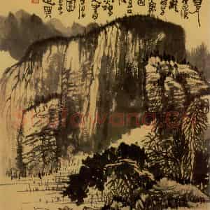 1970年 黄秋园《清溪独钓》国画山水作品图片鉴赏