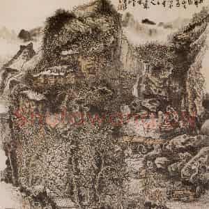 1970年 黄秋园《清溪小隐》国画山水作品图片鉴赏