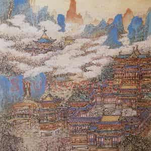 1975年 黄秋园《十宫图》国画山水作品图片鉴赏