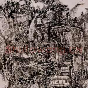 1974年 黄秋园《林泉觅隐图》国画山水作品图片鉴赏