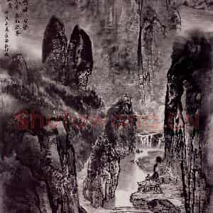 孔仲起《雁山多奇峰》国画山水作品图片鉴赏