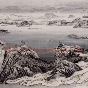 孔仲起《浙江揽胜图》国画山水作品图片鉴赏