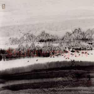 孔仲起《湿地写生》国画山水作品图片鉴赏