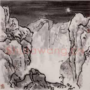 孔仲起《空谷晚籁》国画山水作品图片鉴赏