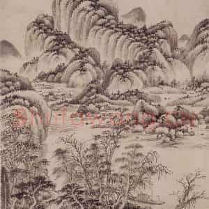 清代 王鉴《杨铁厓诗意图轴》国画山水作品图片鉴赏
