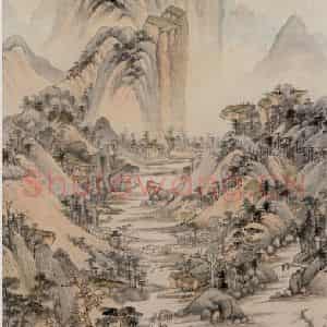 清代 王鉴《仿黄公望山水轴》国画山水作品图片鉴赏