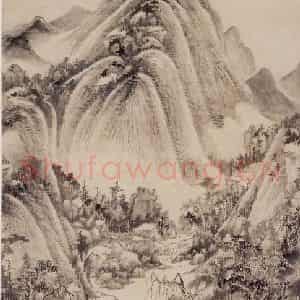 清代 王鉴《仿黄公望山水图轴》国画山水作品图片鉴赏