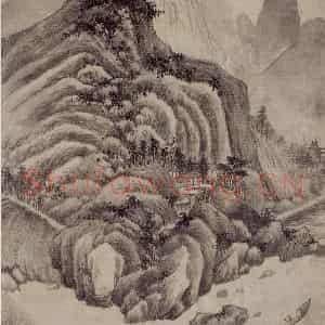 清代 王鉴《仿巨然山水轴》国画山水作品图片鉴赏