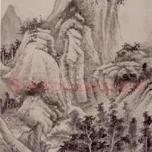 清代 王鉴《仿梅花道人水竹山居图轴》国画山水作品图片鉴赏