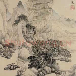 清代 王鉴《仿古山水图册》国画山水作品图片鉴赏