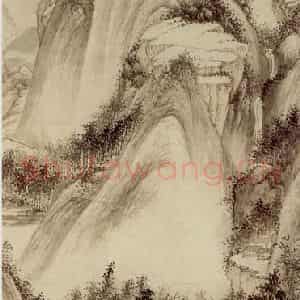 清代 王鉴《仿江贯道山水轴》国画山水作品图片鉴赏