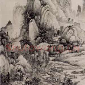 清代 王鉴《仿梅道人山水轴》国画山水作品图片鉴赏